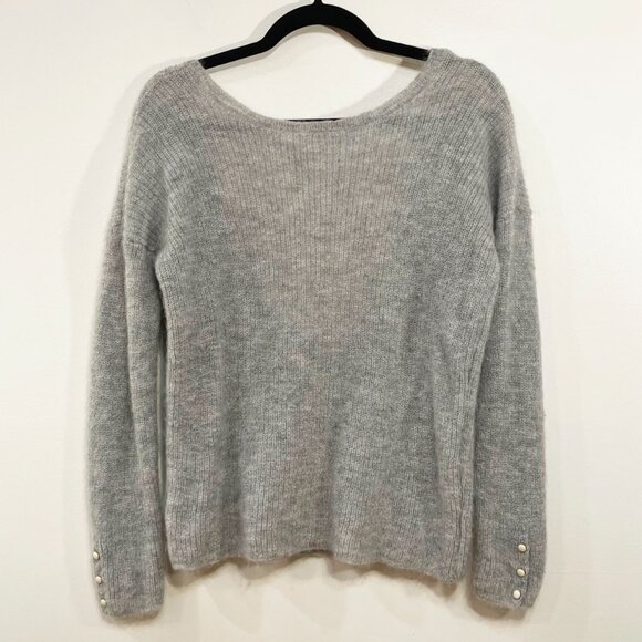 EUC Sezane Robin Mohair Alpaca Reversible Deep-V Sweater Grey XS - Picture 5 of 11